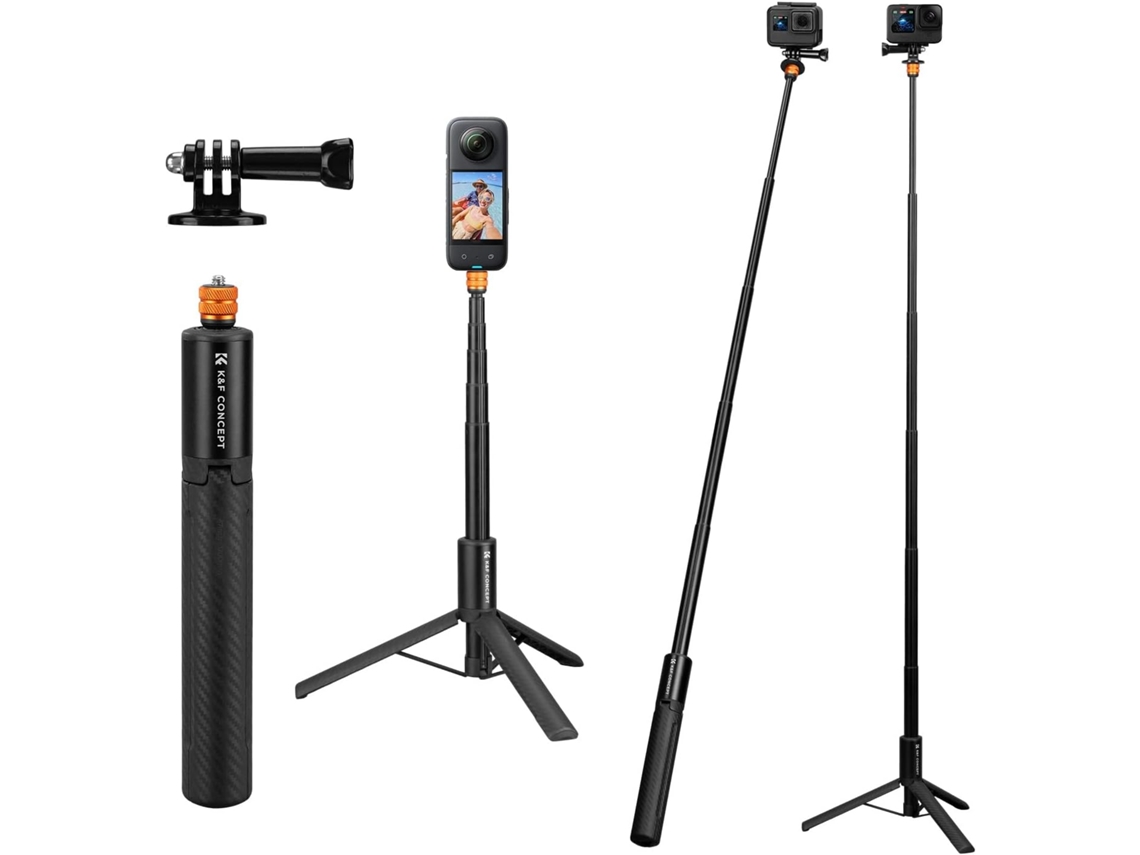 Bastão De Extensão Invisível Para Selfie Com Adaptador Para Gopro De 120 Cm/47,2 Polegadas