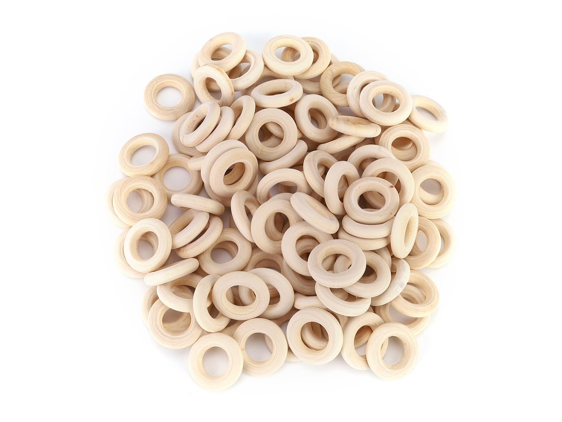 Ats-100 Anillos De Madera Natural 25mm Para Dientes De Bebé Anillos Masticables Accesorios Diy Artesanales