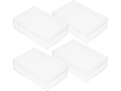 Juego 4 Cajas Organizadoras Rectangulares Plástico Transparente Joyas Viajes Almacenamiento Práctico