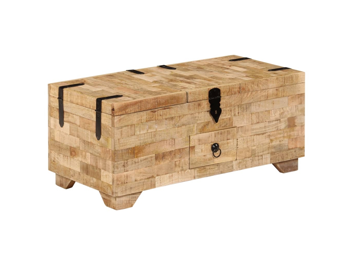 Mesa de Centro de Apoyo en Madera de Mangostán Maciza 80X40X35 cm