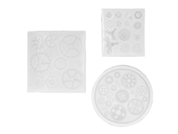 3 Moldes De Silicona Con Diseño De Engranajes Estilo Punk Y Dibujos Animados Para Manualidades Con Resina Y Arcilla.