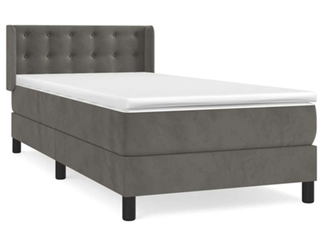 vidaXL Cama con somier y colchón 90x200 cm terciopelo gris oscuro