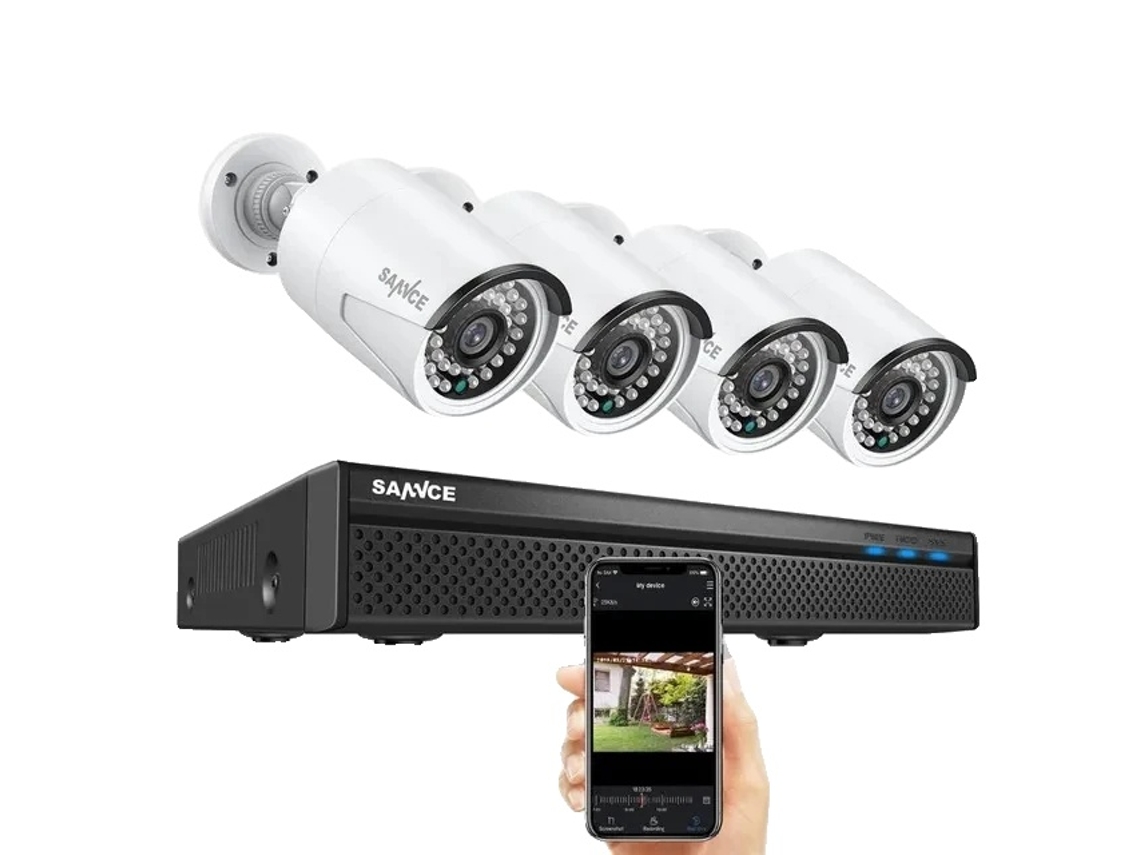 Sistema de cámaras de seguridad NVR Sannce, resolución de video de 8 MP, compatible con 8 canales POE, 4 cámaras de 5 MP, sin OEM