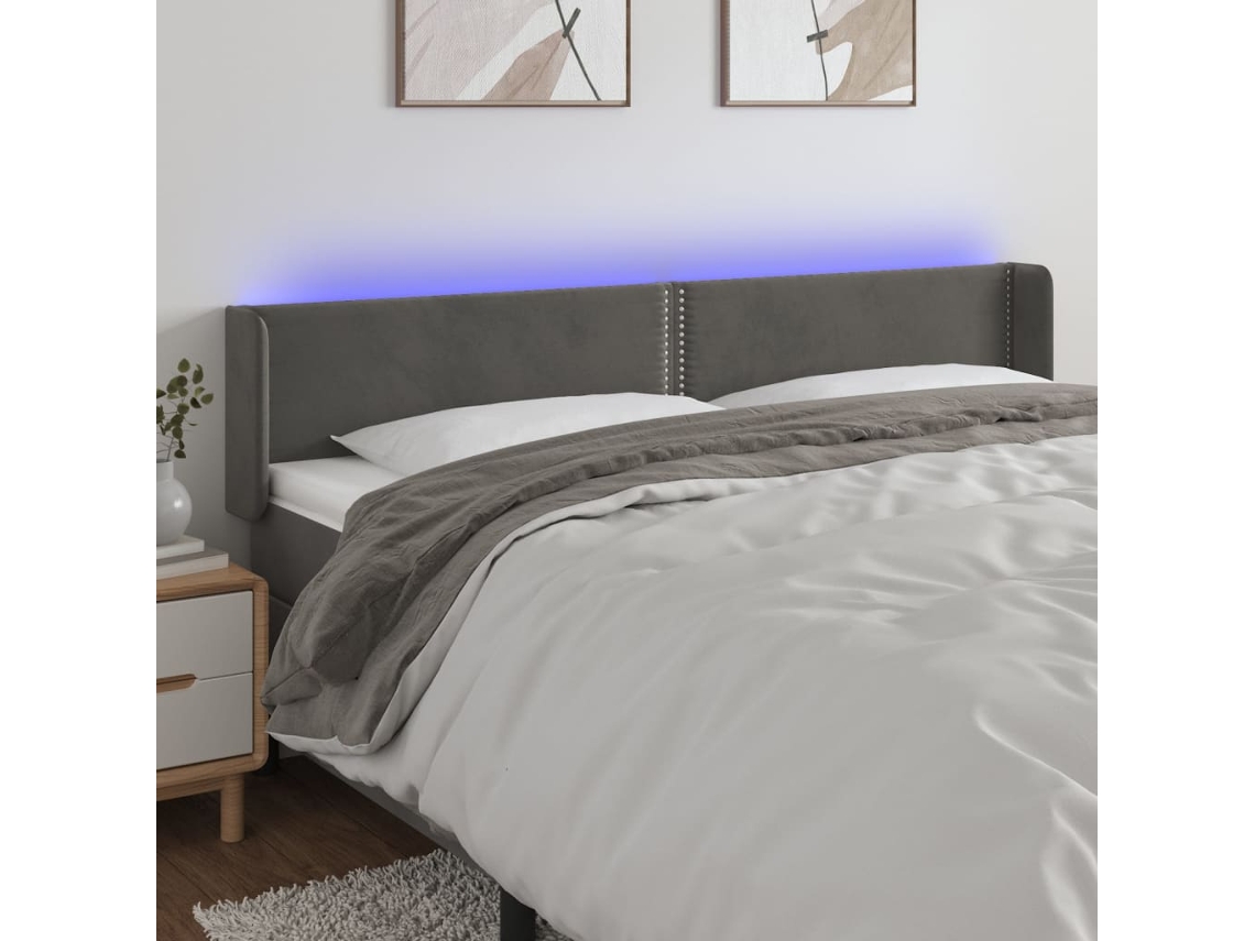 Cabecero Con Led De Terciopelo Gris Oscuro 163x16x78/88 Cm