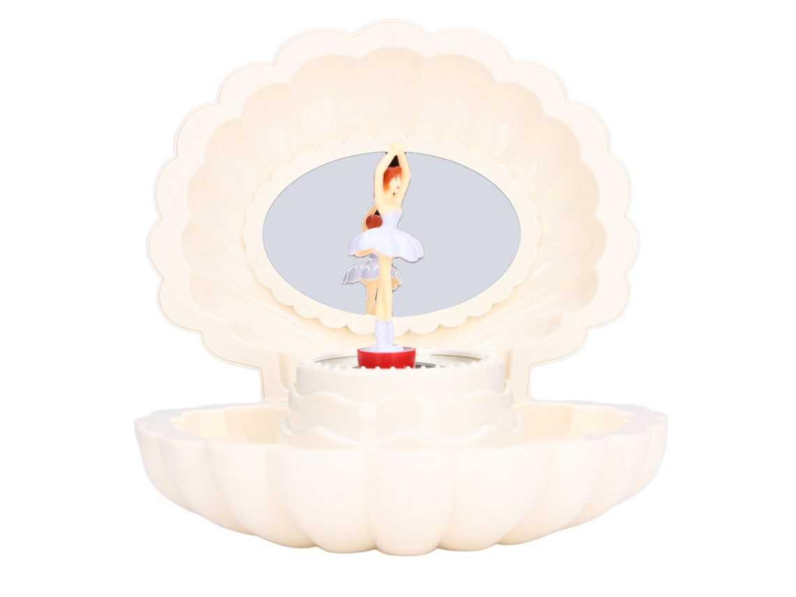 Caja de música de ballet para niñas, con forma de concha y espejo, melodía clásica, estilo retro, regalo ideal para niñas en 2026.