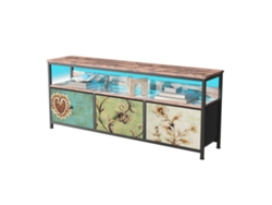 Mueble de TV con 3 cajones y luces LED, estilo retro, 108x29,8x57cm, colorido