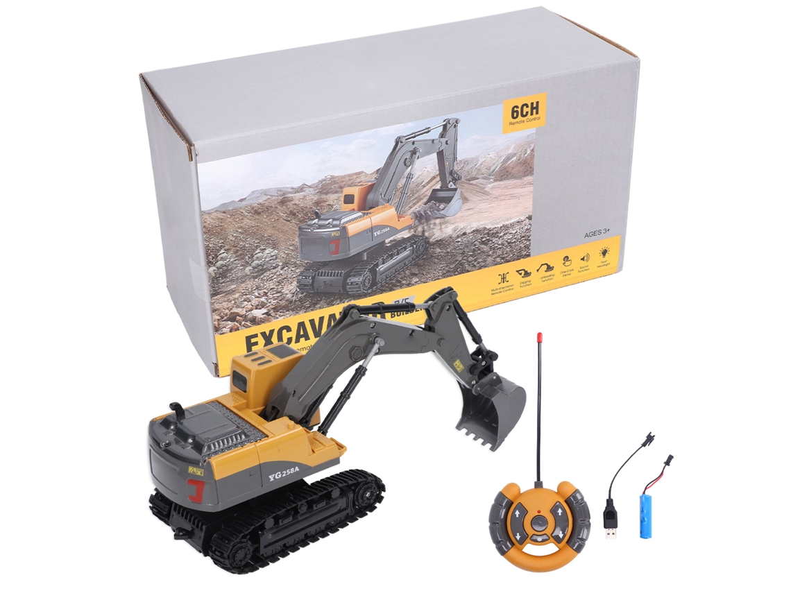 Ats-juguete Excavadora De Aleación 1/24 Control Remoto Recargable Simulación De Vehículo De Construcción Para Niños Niñas