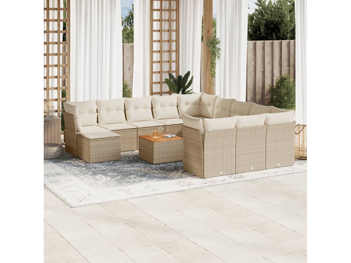 Conjunto de 13 sofás de jardín con cojines de mimbre beige de DKD Home Decor