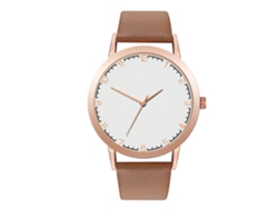 Reloj Analógico De Cuarzo Unisex Con Correa Marrón, Estilo Moderno Y Elegante.