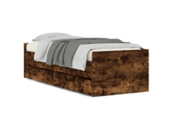 Maison Exclusive - Estructura De Cama Con Cajones Roble Ahumado 75x190 Cm