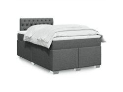 Cama Box Spring Con Colchón Tela Gris Oscuro 120x190 Cm