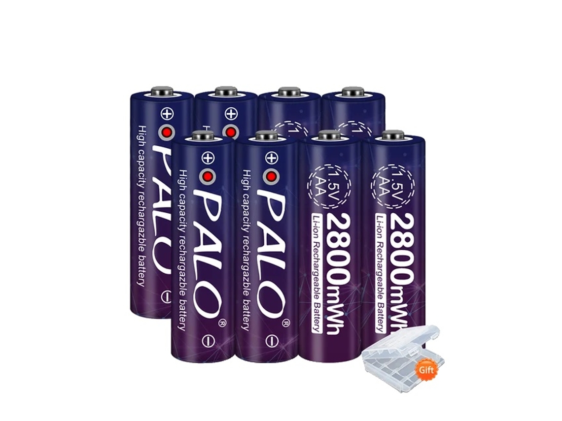 Pilas AA recargables, capacidad de 2800 mWh, tecnología de iones de litio, 8 pilas AA OEM