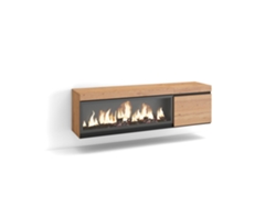 Mueble TV, Televisión, 160, Para TV hasta 65, Chimenea eléctrica XXL, Colgado, Suspendido, Roble SKRAUT HOME