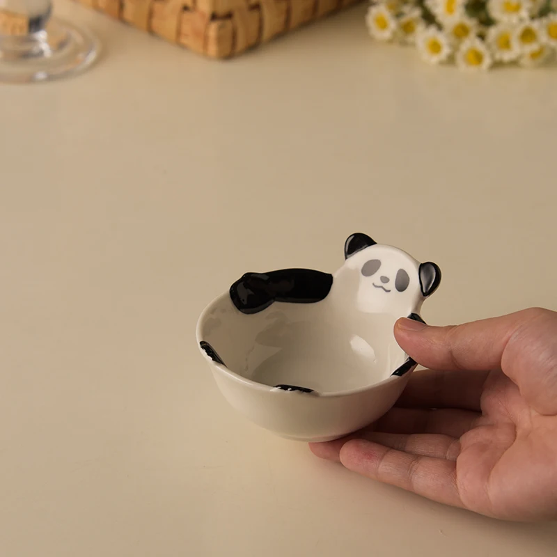 (1 pieza, 10 cm) Cuenco pequeño y bonito de cerámica con forma de panda