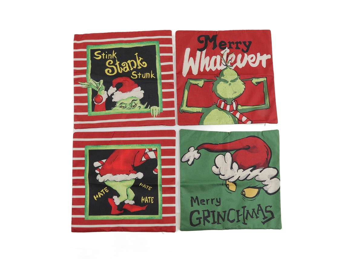 Fundas de cojín navideñas de lino con cierre de cremallera