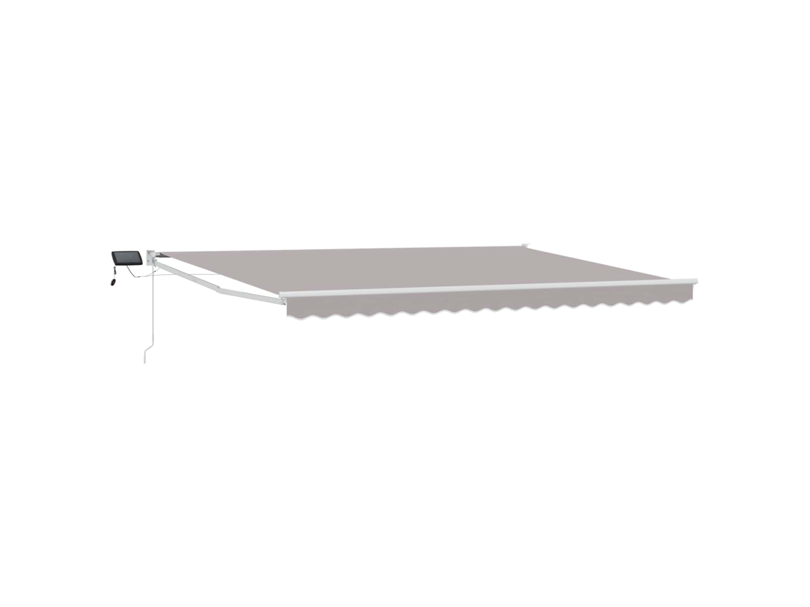 Toldo retráctil manual Vidaxl con LED gris claro y blanco de 4,5 x 3 m