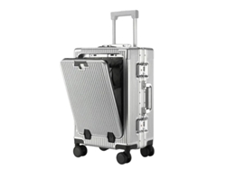 Estuche de transporte de gran capacidad con carga USB, gris claro, 20 pulgadas