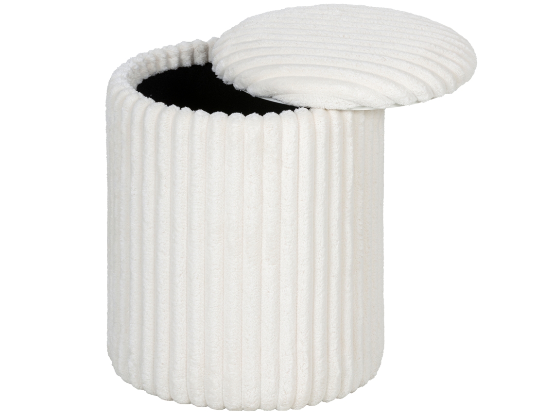 Puf de almacenamiento PRIME KANG con tapa reversible, de terciopelo de pana, para salón y dormitorio, color blanco.