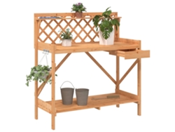 DKD HOME DECOR - Soporte para macetas de madera maciza de abeto marrón con enrejado