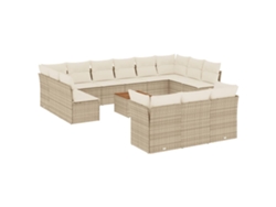 Conjunto 14 sofás de jardín VIDAXL con cojines ratán sintético beige