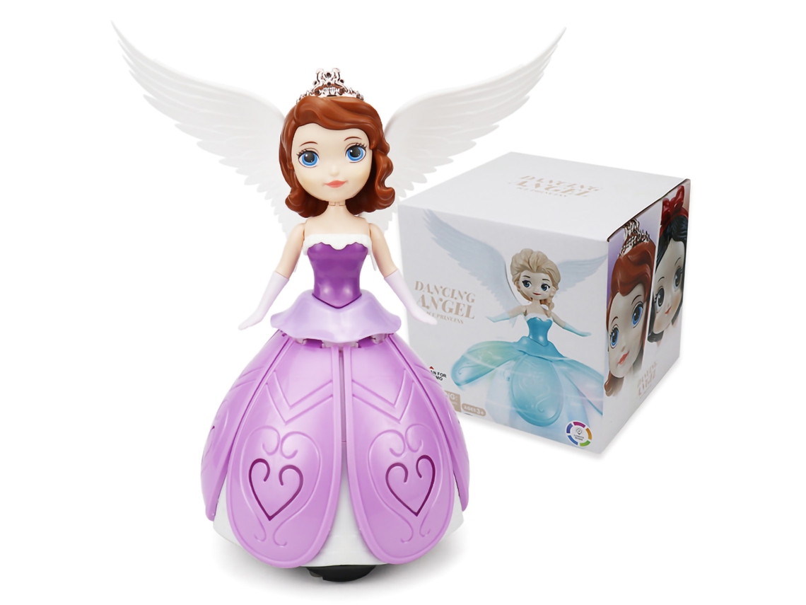 Rebe-muñeca Princesa Bailarina Con Luces Coloridas, Música Y Rotación Juguete Musical Para Niñas 160d (con Alas)