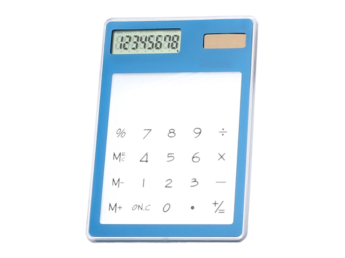 Calculadora Solar Con Pantalla Táctil 8 Dígitos Lcd Transparente Portátil Azul Para Oficina Escuela Hogar