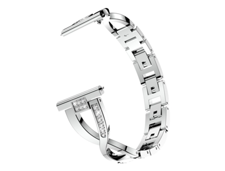 Correa de metal en forma de x 20mm decoración de diamantes de imitación para Garmin Forerunner 245 - plata