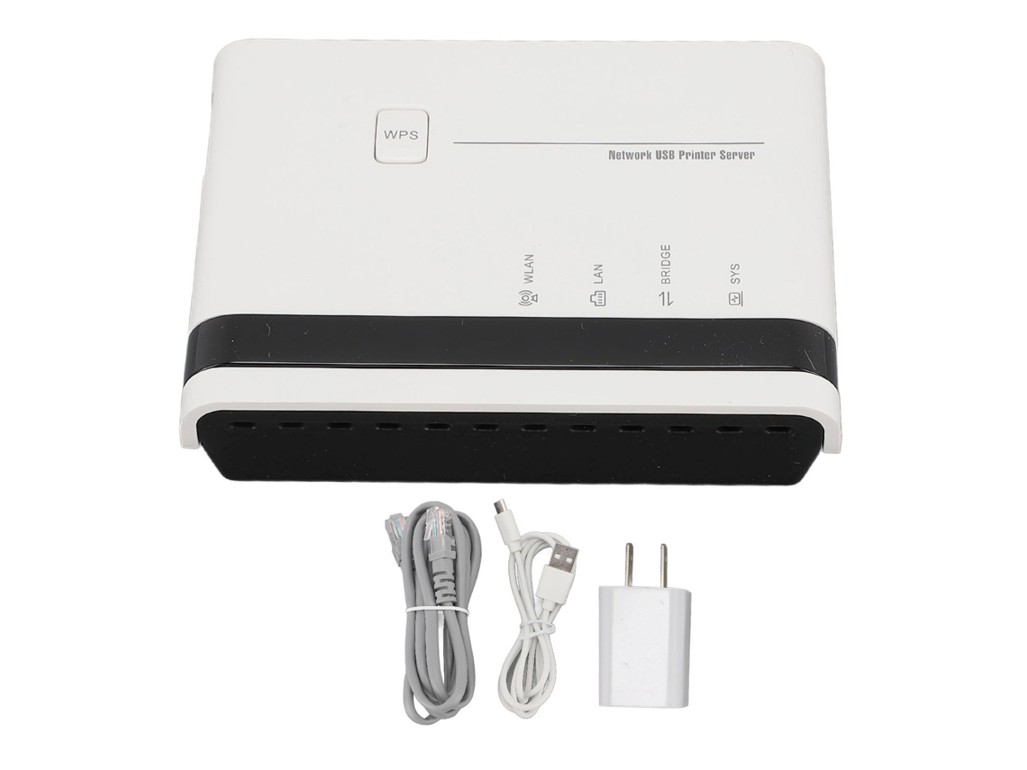 Servidor De Impresión Usb 2.0 Con Interfaz Lan Inalámbrica De 2,4 Ghz De 10/100 Mbps Para El Hogar Y La Oficina, Enchufe Estadounidense De 100-240 V.