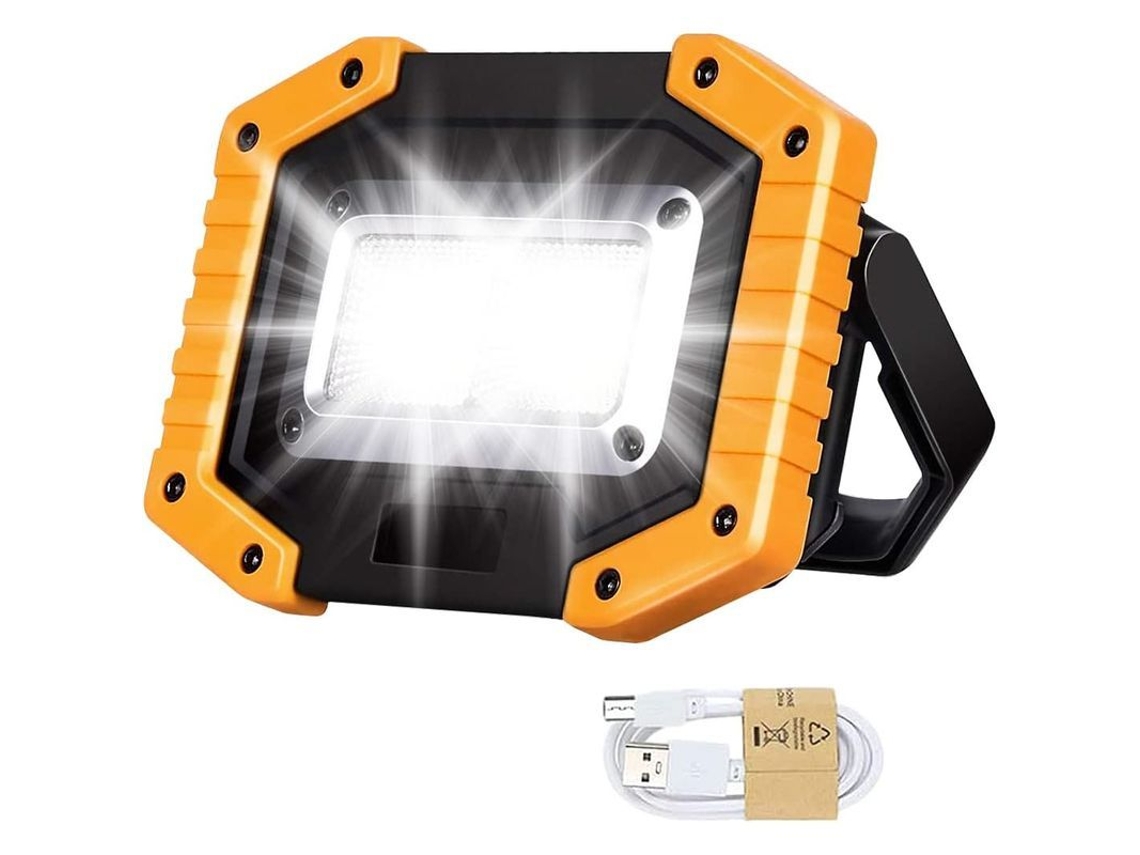 Luz De Trabajo Led 30w Recargable Impermeable Ip65 Con 3 Modos Y Banco De Energía Usb Portátil
