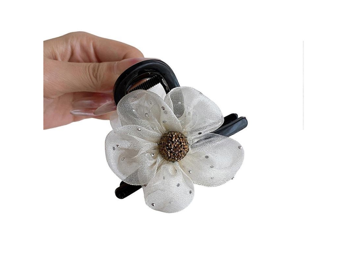 2026-pinza De Pelo Para Mujer Con Diseño Floral De Gasa Amigable Con El Cuero Cabelludo Para Media Cola Duradera