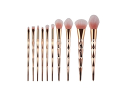 Makeup brush set, 10 brushes - Rosé gold