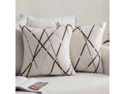 2026-2 Fundas De Almohada Decorativas Chenille Texturizadas Suaves Beige Cuadrado 45x45 Cm Para Sofá Dormitorio Coche