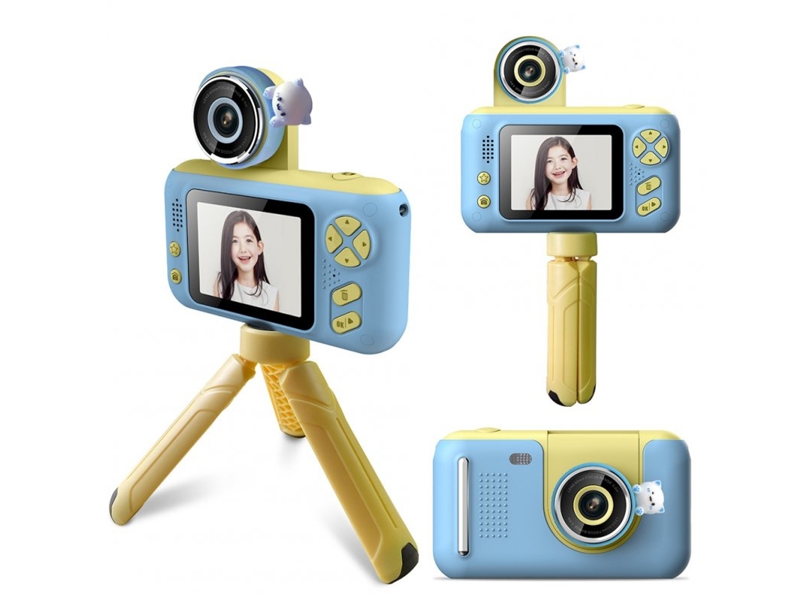 Cámara infantil HD de 20 millones de píxeles, grabadora de vídeo con rotación de 180 grados, cámara réflex pequeña, color azul Yemaesre