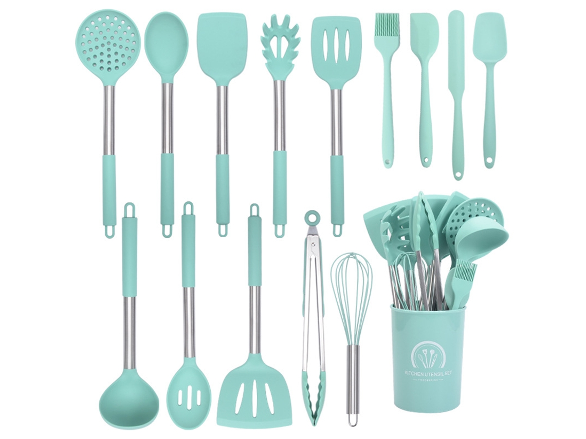 Juego De Utensilios De Cocina De Silicona Resistentes Al Calor Juego De 15 Piezas Con Mangos De Acero Inoxidable Para Cocinar Y Hornear Cuich