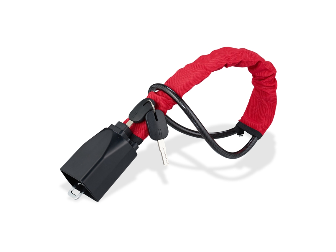 Relaxdays Bloqueio Do Volante Para Automóvel, Duplo, Proteção Antirroubo, Aço, Preto/vermelho