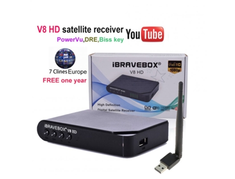 Receptor de TV Ibravebox V8 Hd 1080P Dvb-S2 web por satélite gratuito digital Pvr Usb Wifi Us Plug
