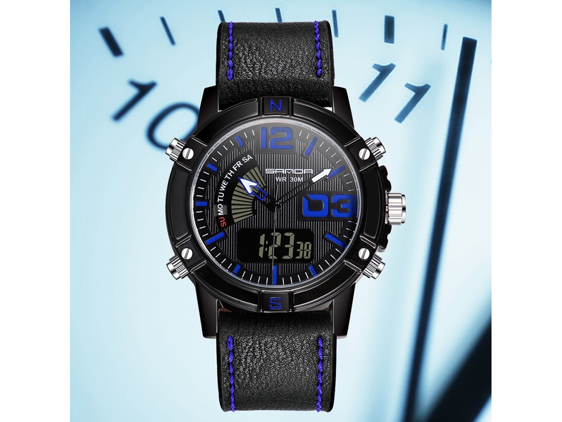 Reloj Electrónico Digital Sanda Multifuncional Impermeable Pulsera (negro Azul)