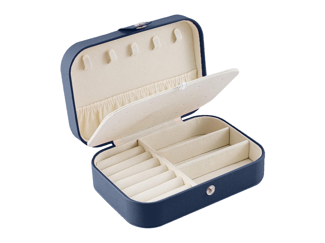 Caja de Organización Joyas Capa Viaje Piel Azul (16x12x5cm) Kofihety