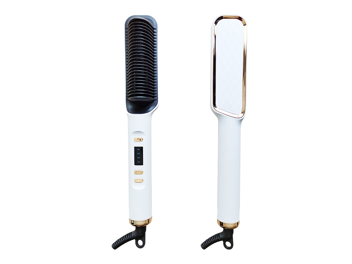 Pincel Plancha De Cabello Con Lcd Y Iones Negativos, Anticaída, 2 En 1, Para Cabello Liso Y Rizado