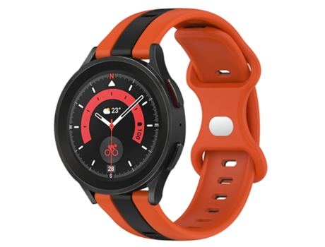 Correa de reloj inteligente para Samsung Galaxy Watch5 Pro 45 mm 20 mm Mariposa Hebilla de silicona bicolor (Naranja + Negro)