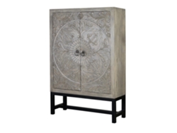 Armario Cinza Envelhecido GINER Y COLOMER Madera de Mango Metal Gris (180x116X42)