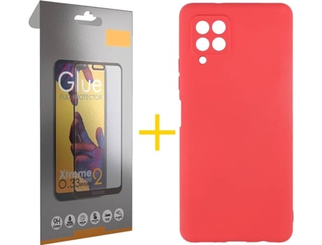 Kit Funda + Protector de Pantalla Samsung A12 5G SKYHE Cristal Templado 4201 Rojo