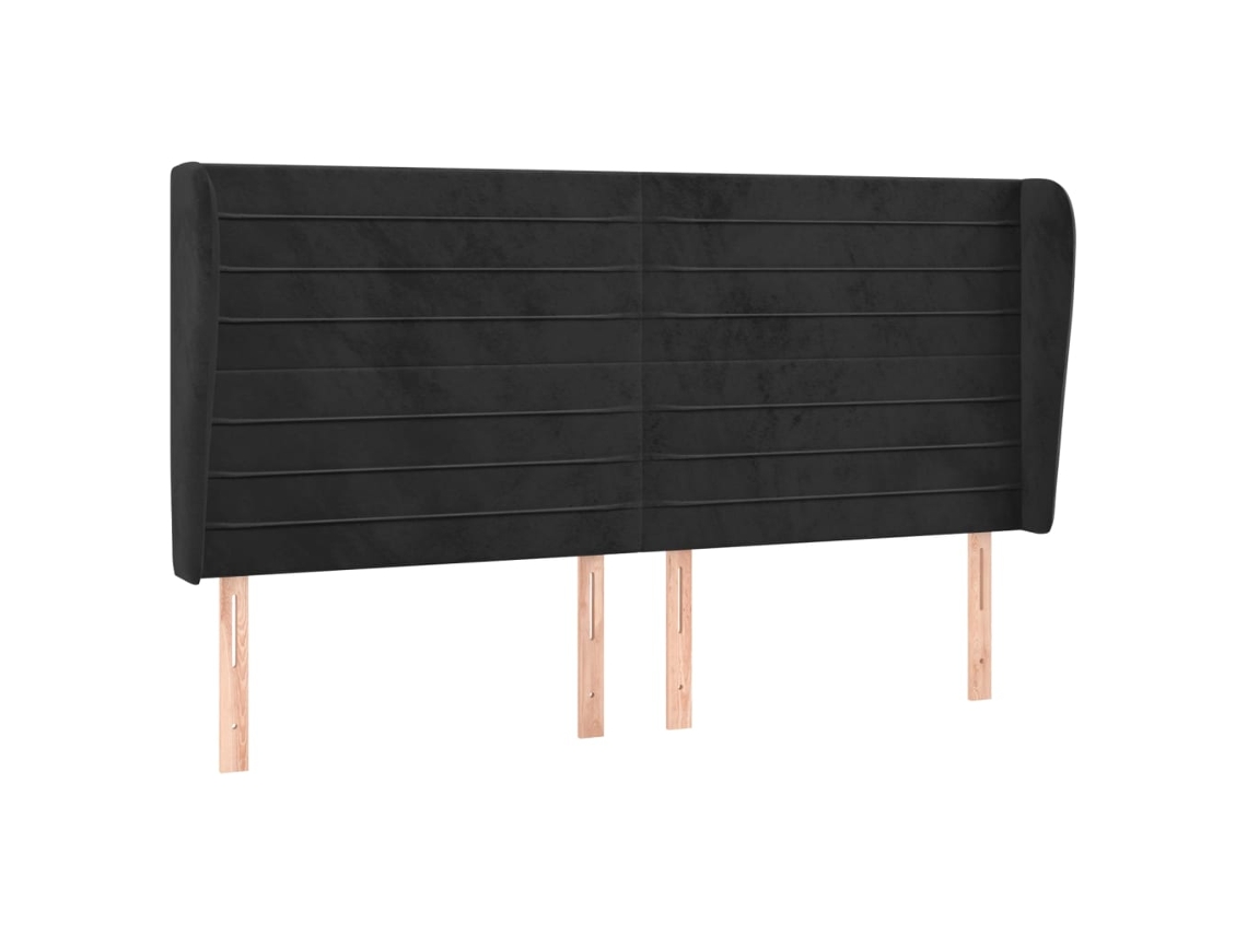 Cabecero de terciopelo negro con solapas MAISON EXCLUSIVE 163x23x118 cm