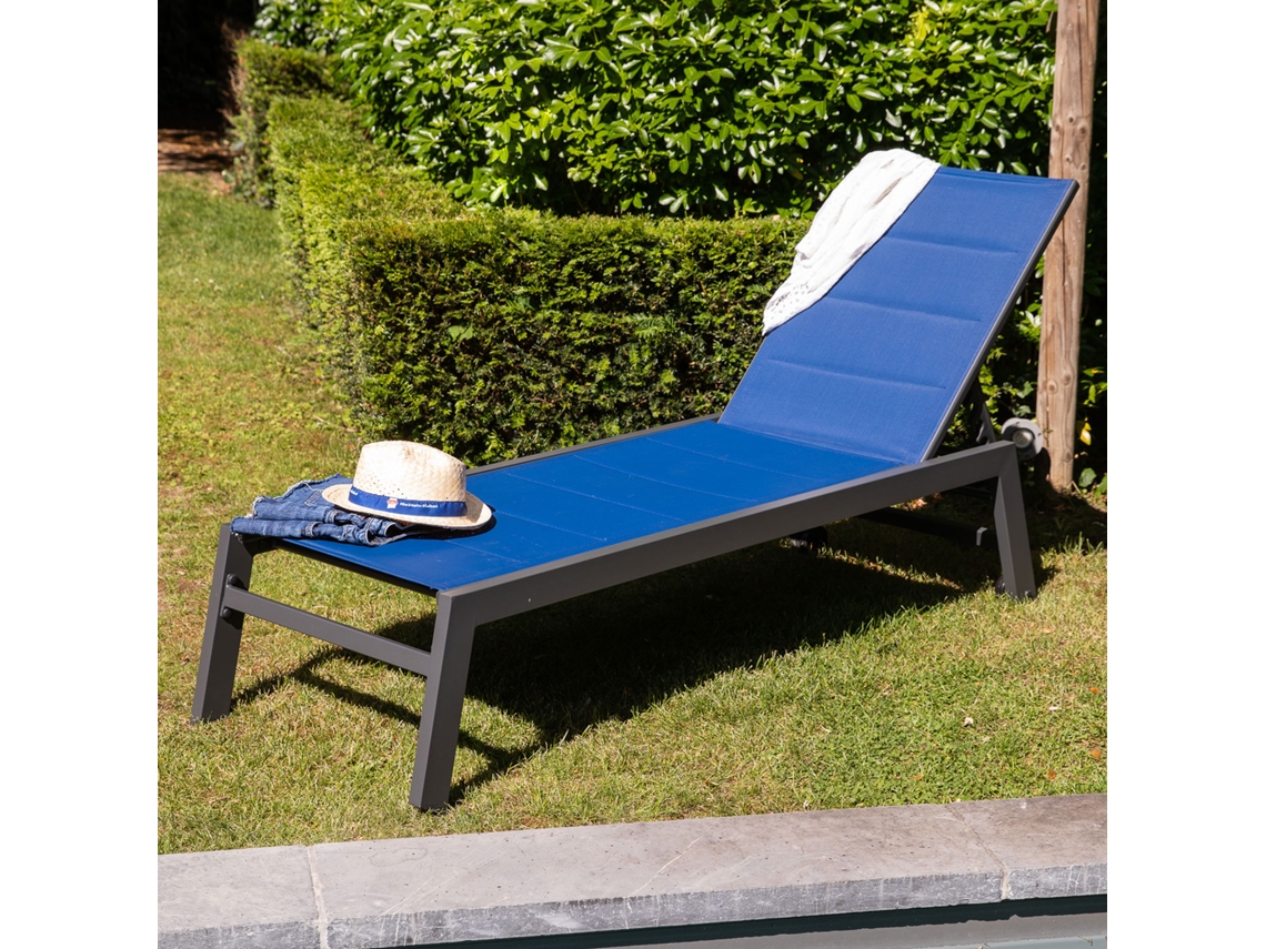 Tumbona HAPPY GARDEN (198 x 61 x 35 cm - Aluminio - Azul)