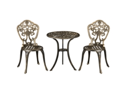 VPMKP - Mesa de centro redonda Outsunny Garden Bistro, tablero de vidrio templado, estructura de metal epoxi, Ø50x55 cm, negra