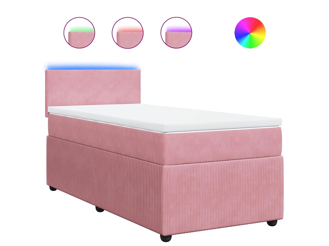 Maison Exclusive - Cama Box Spring Con Colchón Terciopelo Rosa 90x200 Cm