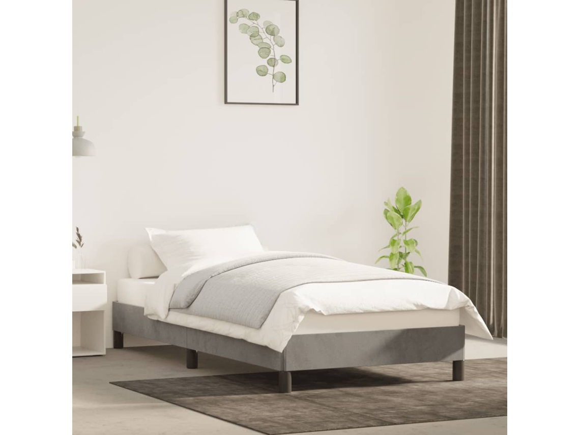 Estructura De Cama Sin Colchón Terciopelo Gris Claro 80x200 Cm