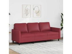 Maison Exclusive - Sofá De 3 Plazas De Cuero Sintético Rojo Vino 180 Cm
