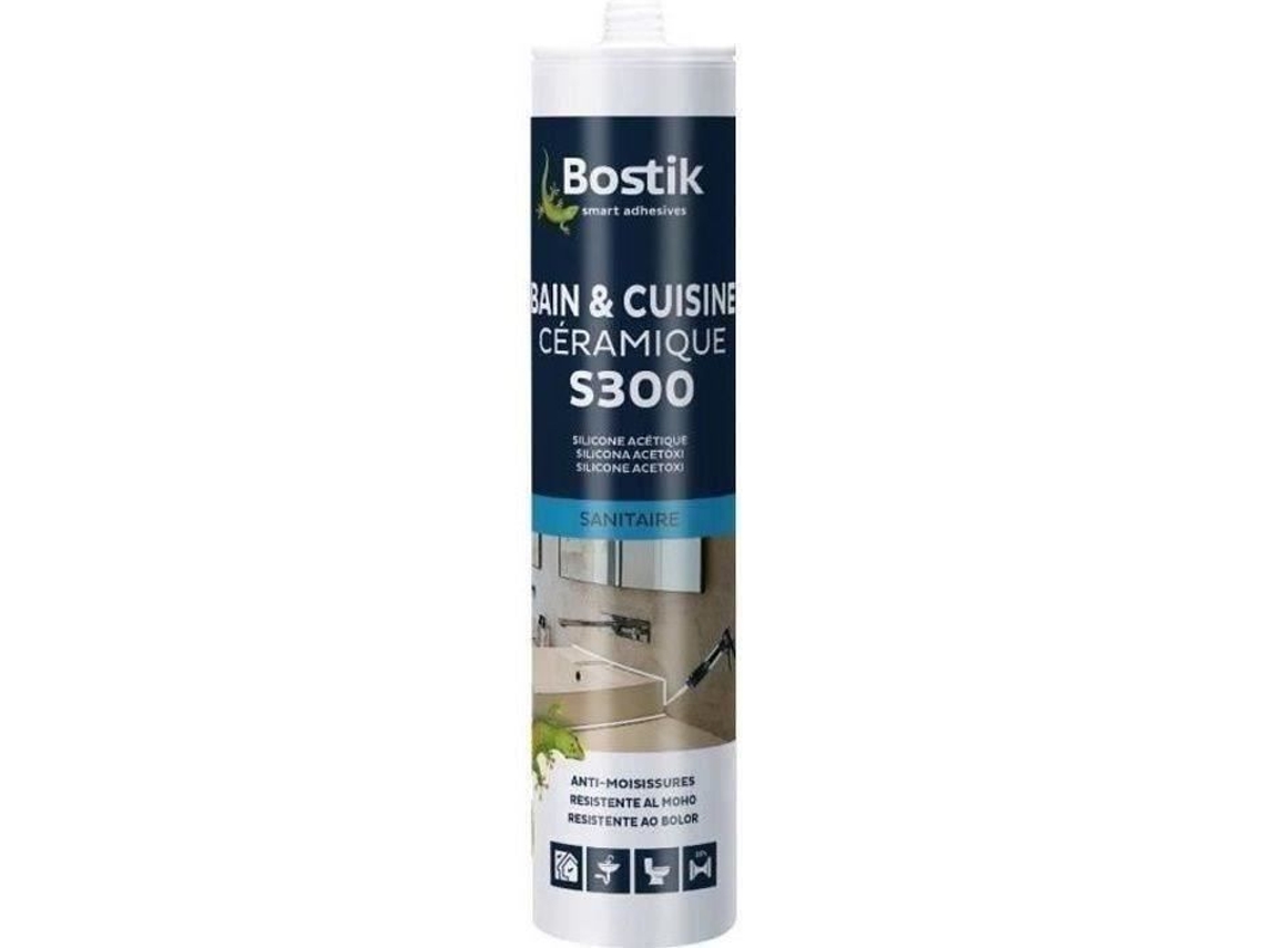 S300 Sellador De Silicona Para Baño Y Cocina Esmalte Especial Baldosas Cerámicas Translúcido Cartucho 300 Ml BOSTIK