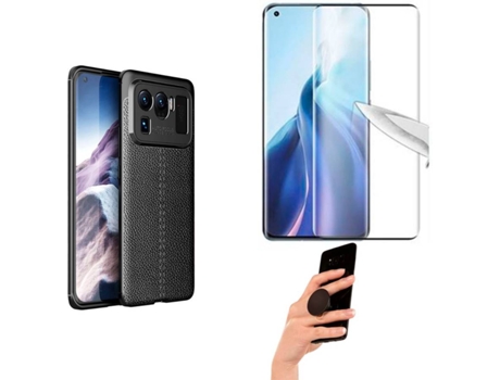 Kit Funda, Protector y Popsocket Xiaomi Mi 11 Ultra Rugged Leather Negro